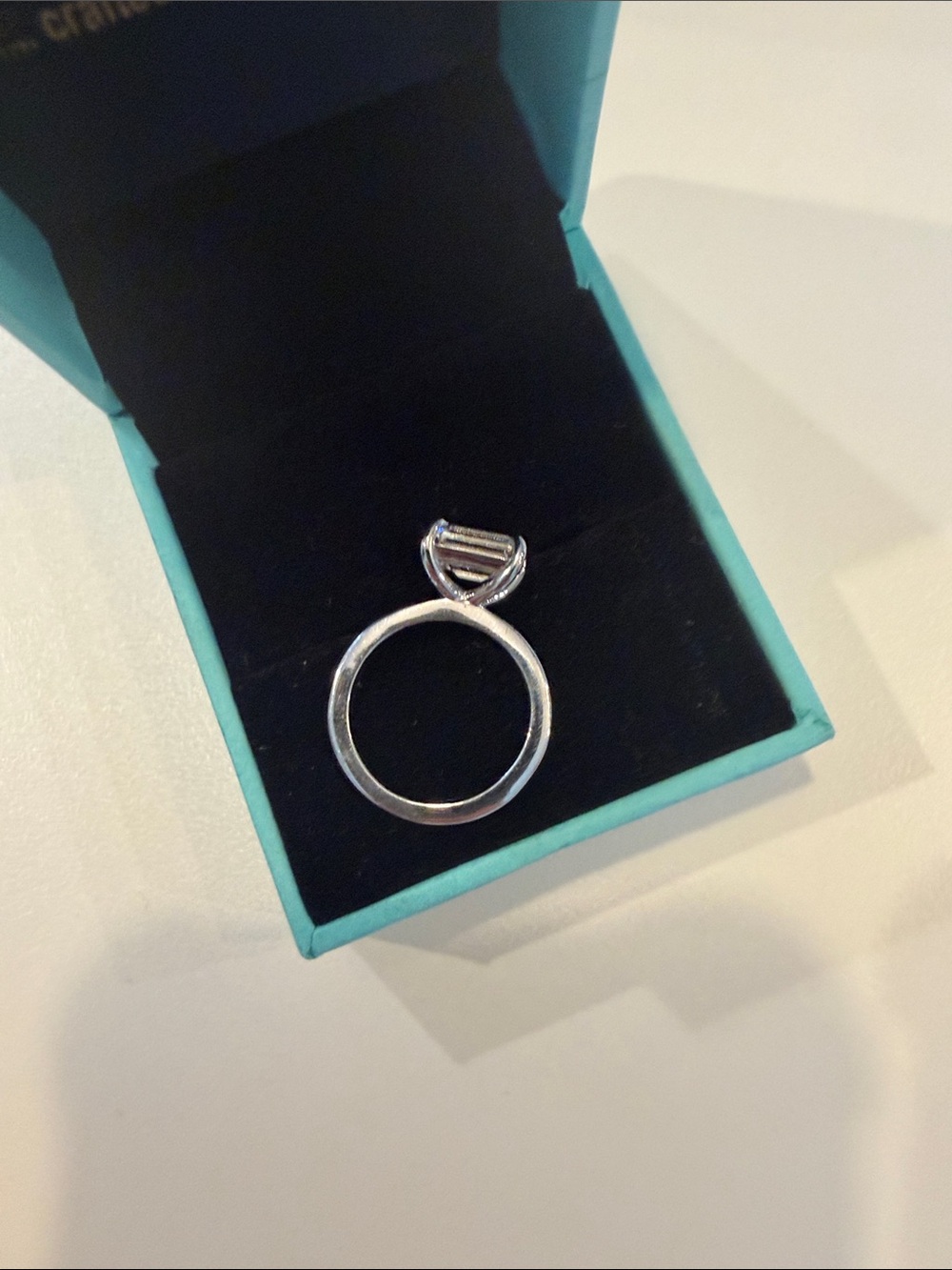 NWB Emerald-Cut Clear Stone Solitaire East West Ring Silver-Tone 4.25 - Picture 4 of 5